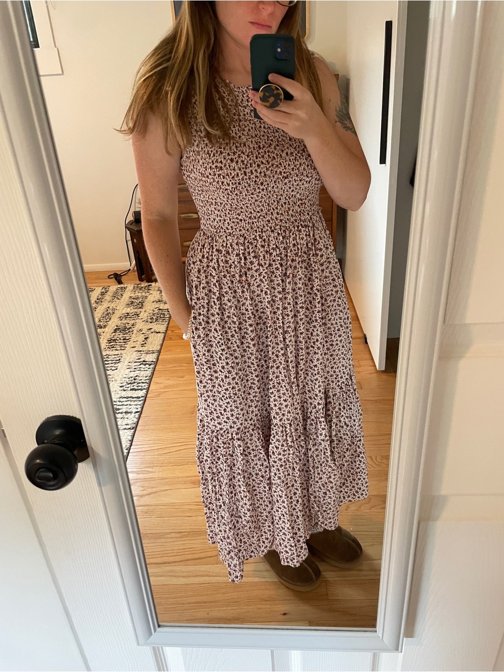 Smocked midi dress